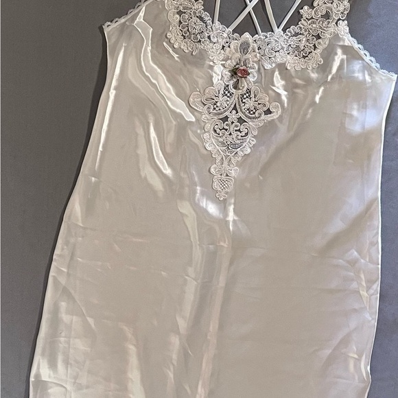 Vintage California Dynasty Satin Camisole Nightgown Lingerie Sz L White - Picture 6 of 12